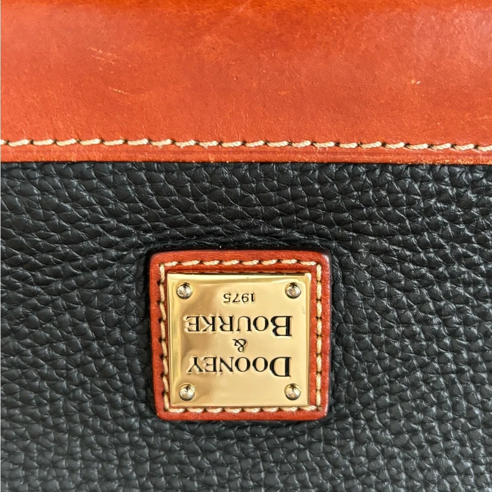 Dooney and Burke Pebble Grain Zip Zip Satchel. Black w/ brown leather accents. - Picture 5 of 7